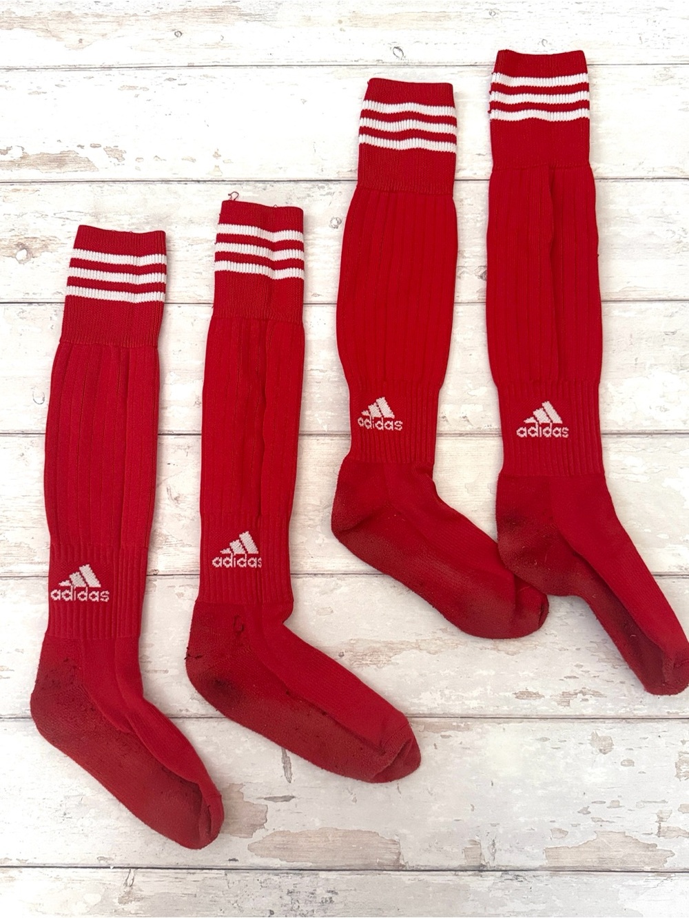 Adidas Red Knee High Soccer Socks Red 2 Pair Sports Gear Unisex Mens